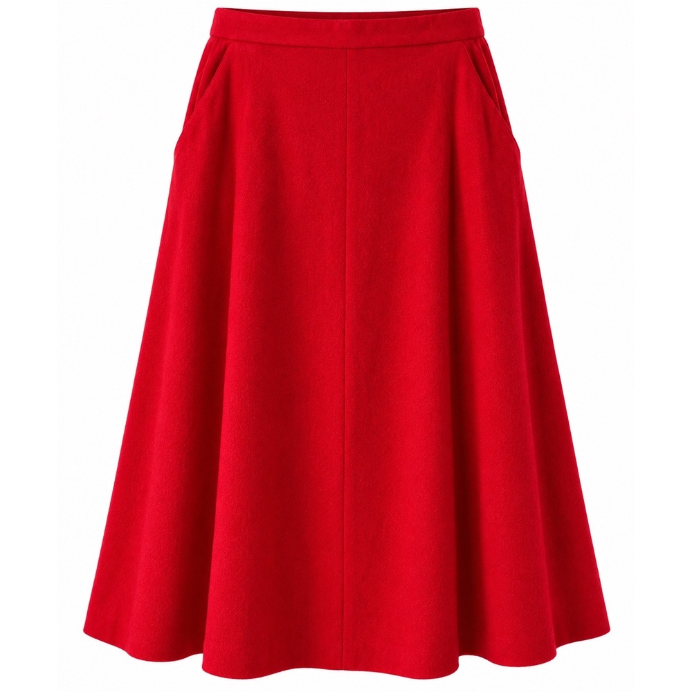 Koret Red Pure Wool A-Line Midi Skirt Size 12 with side Pockets Classic